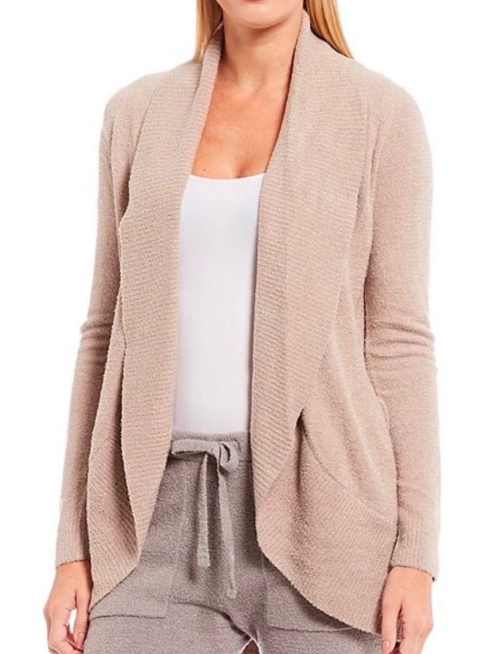 Barefoot Dreams Open-Front Cardigan Sweater - Beige